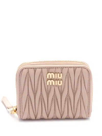 Pre-owned Miu Miu 2020s Matelassé Wallet In Pink