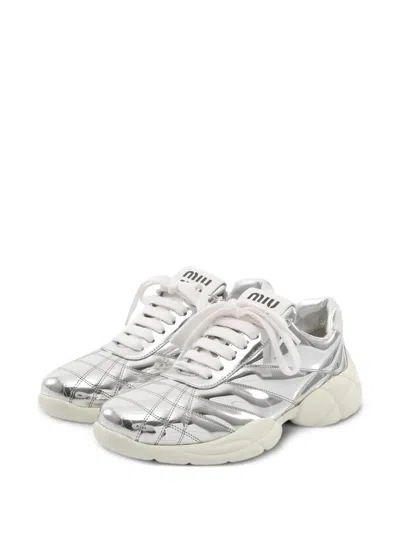 Pre-owned Miu Miu 2020s Metallic Sneakers In Silver