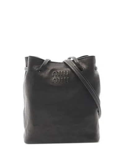 Pre-owned Miu Miu 2020s Nappa Leather Shoulder Bag In Black