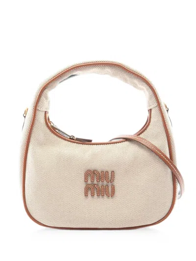 Pre-owned Miu Miu 2020s Small Wander Two-way Handbag In Neutral