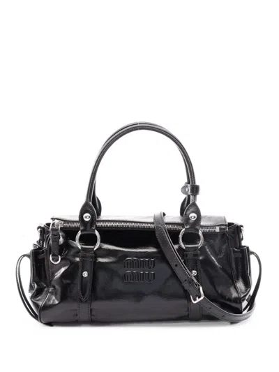 Pre-owned Miu Miu 2020s Vitello Shine 2-way Tote Bag In Black