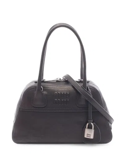Pre-owned Miu Miu 2020s Vivant Leather Tote Bag In Black