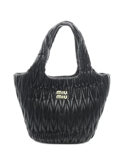 Pre-owned Miu Miu 2020s Wander Matelassé Leather Handbag In Black