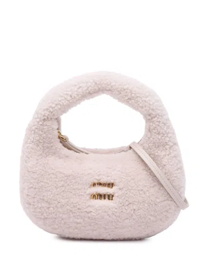 Pre-owned Miu Miu 2021-2024 Mini Shearling Wander Satchel In Pink