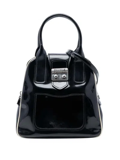 Pre-owned Miu Miu 2021-2025 Patent Satchel In Black