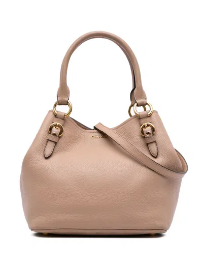 Pre-owned Miu Miu 2021-2025 Vitello Phenix Satchel In Brown