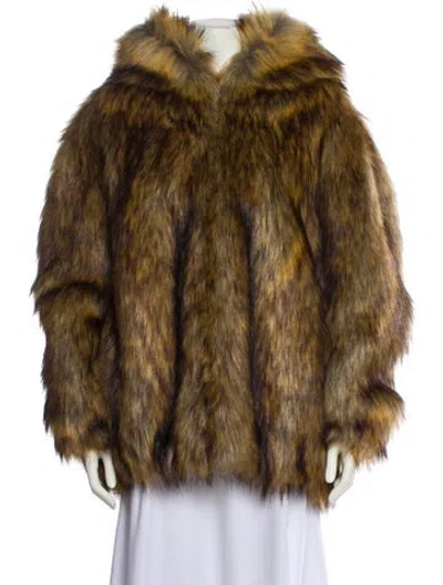 Pre-owned Miu Miu 2021 Animal Print Faux Fur Coat W/ Tags In Brown