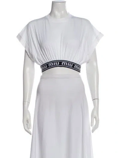 Pre-owned Miu Miu 2021 Crew Neck Crop Top In White