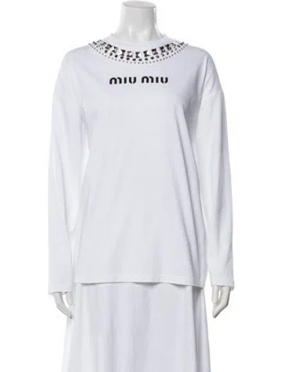 Pre-owned Miu Miu 2021 Crew Neck T-shirt W/ Tags In White
