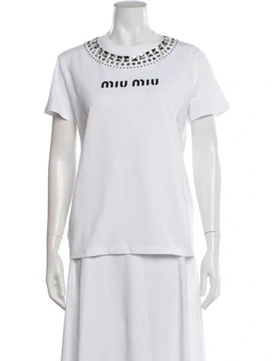 Pre-owned Miu Miu 2021 Crew Neck T-shirt In White