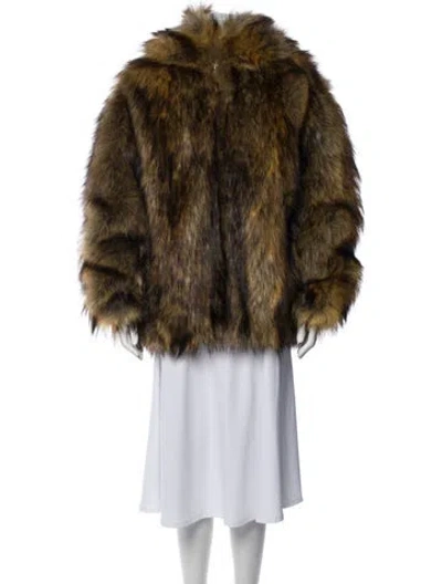 Pre-owned Miu Miu 2021 Faux Fur Coat In Brown