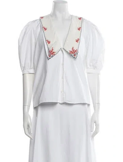 Pre-owned Miu Miu 2021 Floral Print Blouse In White