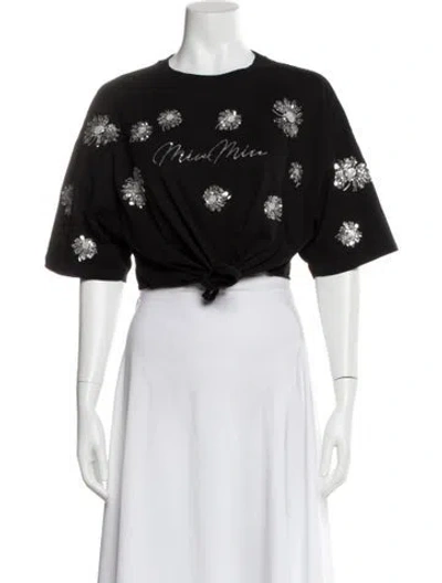 Pre-owned Miu Miu 2021 Floral Print T-shirt In Blue