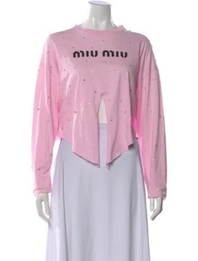 Pre-owned Miu Miu 2021 Graphic Print Crop Top In Pink
