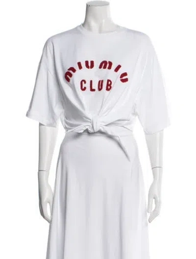 Pre-owned Miu Miu 2021 Graphic Print Crop Top In White