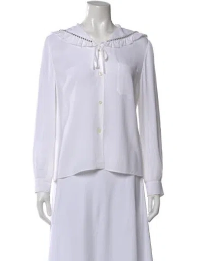 Pre-owned Miu Miu 2021 Long Sleeve Blouse In White