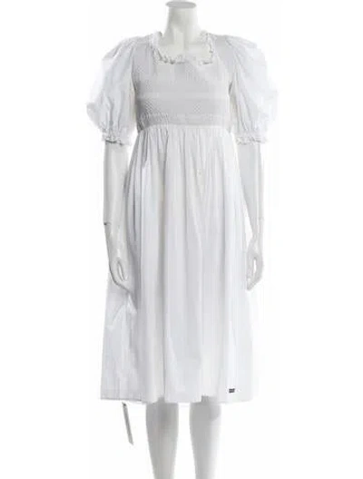 Pre-owned Miu Miu 2021 Midi Length Dress In White