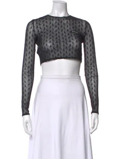 Pre-owned Miu Miu 2021 Nylon Crop Top In Black