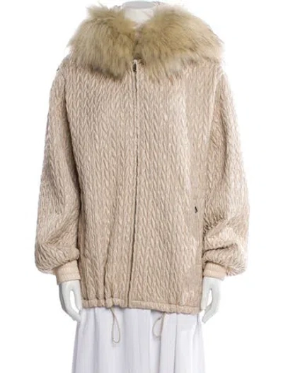Pre-owned Miu Miu 2021 Nylon Faux Fur Jacket In Neutral