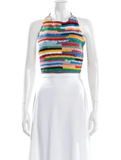 Pre-owned Miu Miu 2021 Patterned Crop Top In White
