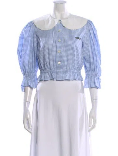 Pre-owned Miu Miu 2021 Plaid Print Blouse In Multi