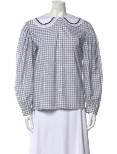 Pre-owned Miu Miu 2021 Plaid Print Blouse In Multi