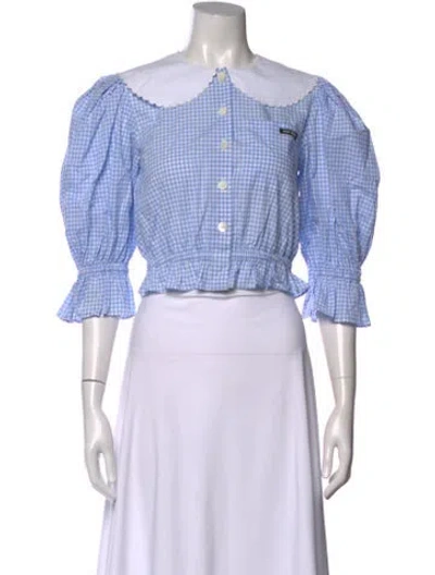 Pre-owned Miu Miu 2021 Plaid Print Blouse In Multi