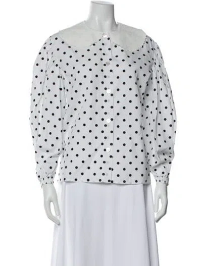 Pre-owned Miu Miu 2021 Polka Dot Print Blouse In White