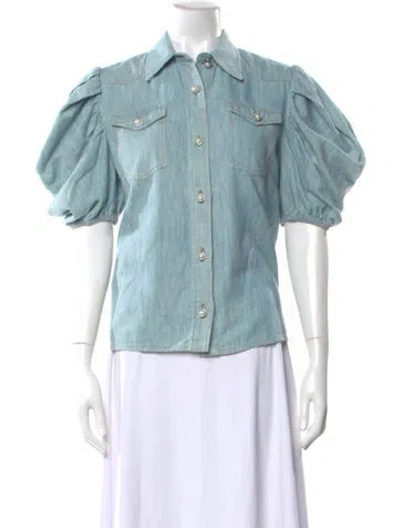 Pre-owned Miu Miu 2021 Short Sleeve Blouse In Blue