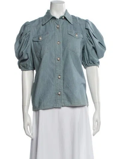 Pre-owned Miu Miu 2021 Short Sleeve Blouse In Blue