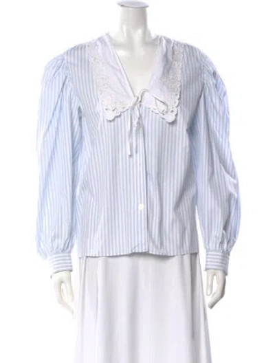Pre-owned Miu Miu 2021 Striped Blouse In White