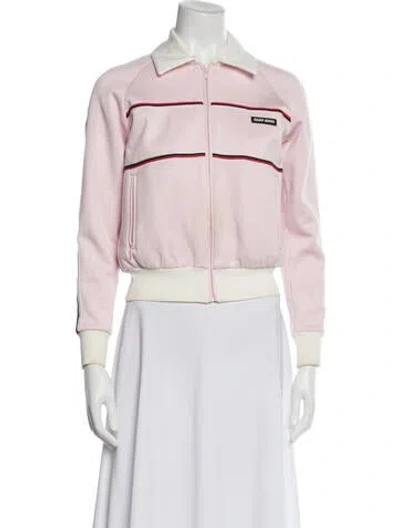 Pre-owned Miu Miu 2021 Striped Bomber Jacket In Pink