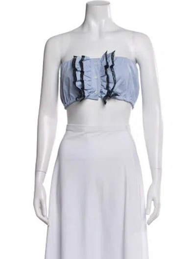 Pre-owned Miu Miu 2021 Striped Crop Top W/ Tags In Black