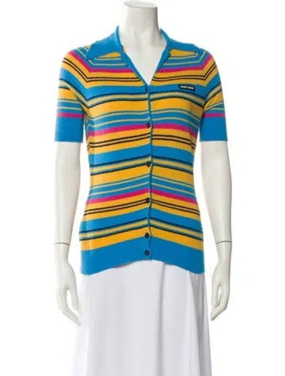 Pre-owned Miu Miu 2021 Striped Polo In Blue