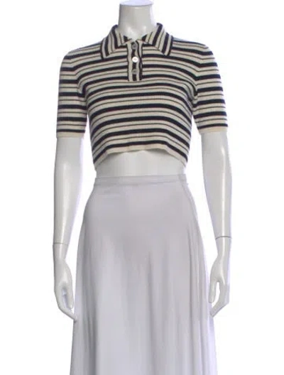 Pre-owned Miu Miu 2021 Striped Polo In Neutral