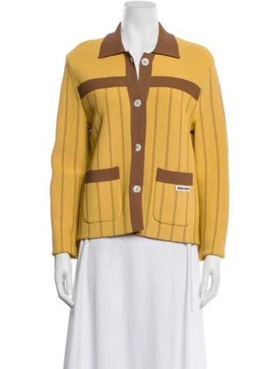 Pre-owned Miu Miu 2021 Striped Sweater In Yellow