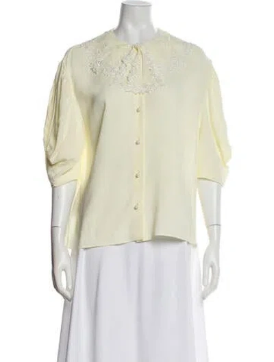 Pre-owned Miu Miu 2021 Three-quarter Sleeve Blouse In Yellow