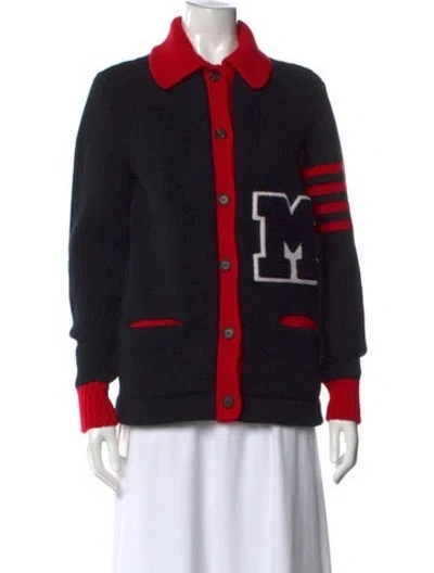 Pre-owned Miu Miu 2021 Varsity Sweater In Black/red