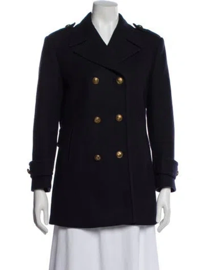 Pre-owned Miu Miu 2021 Virgin Wool Peacoat In Blue