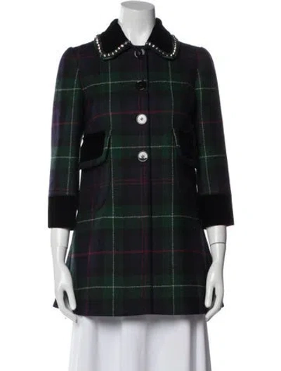 Pre-owned Miu Miu 2021 Virgin Wool Peacoat W/ Tags In Green