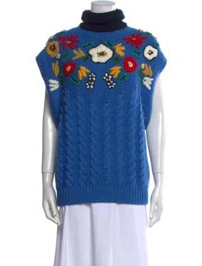 Pre-owned Miu Miu 2021 Virgin Wool Sweater In Blue