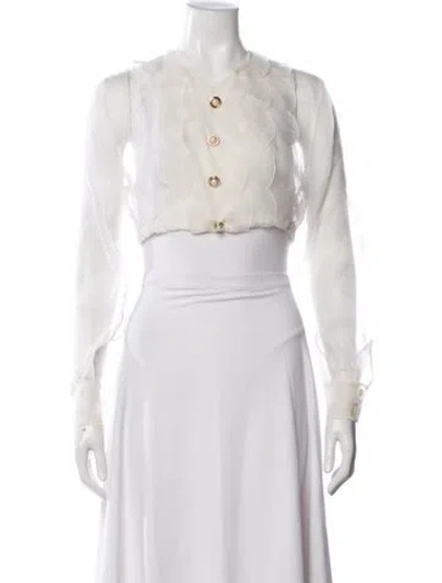 Pre-owned Miu Miu 2021 V-neck Blouse In White