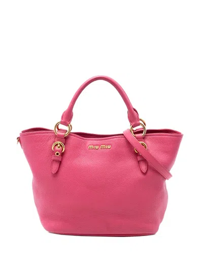 Pre-owned Miu Miu 2021-2025 Vitello Phenix Satchel In Pink