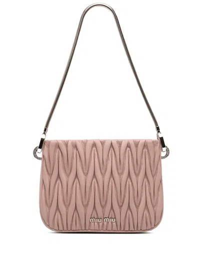 Pre-owned Miu Miu 2021-2026 Matelasse Nappa Sassy Shoulder Bag In Pink