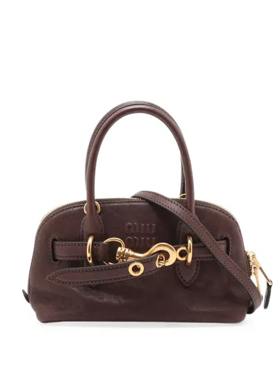 Pre-owned Miu Miu 2021-2026 Mini Nappa Aventure Satchel In Brown