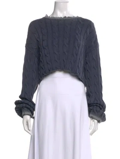 Pre-owned Miu Miu 2022 Bateau Neckline Sweater In Blue