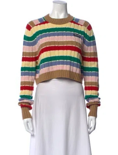 Pre-owned Miu Miu 2022 Cashmere Sweater In Blue/brown/green
