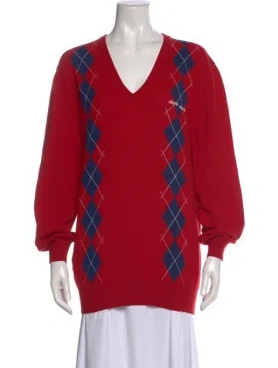 Pre-owned Miu Miu 2022 Cashmere Sweater In Red