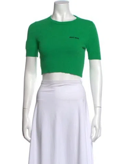Pre-owned Miu Miu 2022 Crew Neck Crop Top In Green