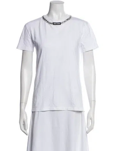 Pre-owned Miu Miu 2022 Crew Neck T-shirt In White
